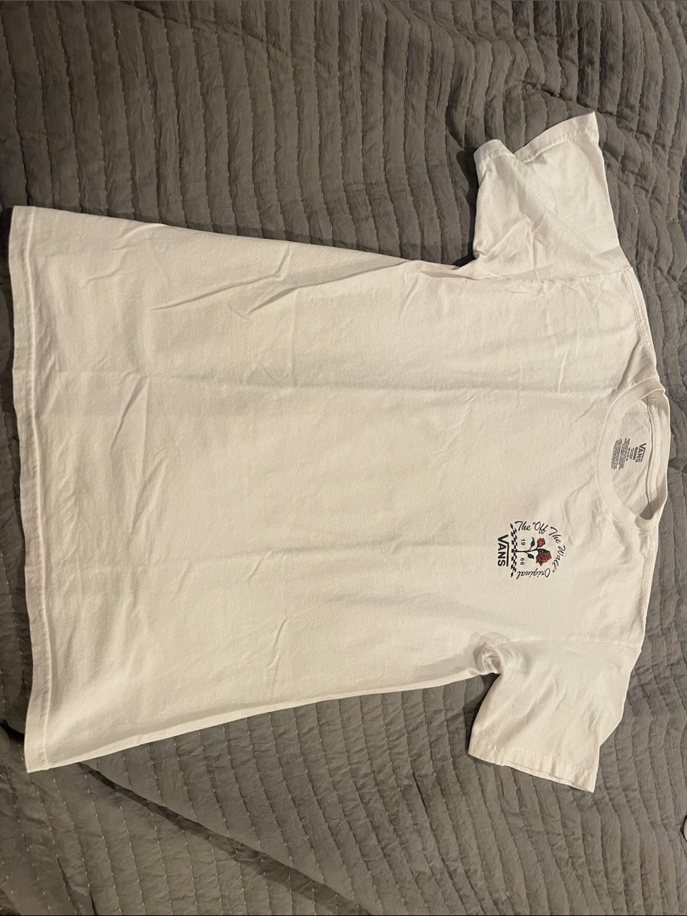 Vans White Tee with Small Floral Chest Graphic